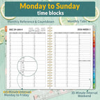 SUNEE 2026 Appointment Book, Quarter-Hourly, Weekly & Monthly - from January 2026 - December 2026, 6.4"x8.3" Weekly Planner, Flexible Cover, Note Pages, Pockets, Bookmark, Green Wildflowers