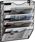 EASEPRES Mail Organizer Wall Mount, 5 Tier Metal Chicken Wire Hanging File Holder Office Storage and Organization
