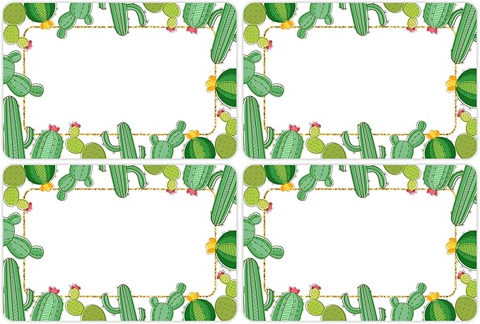 Wonmon 200 PCS Cactus Name Tags Stickers, Self Adhesive Cute Cactus Name Tag Labels Stickers for Back to School Classroom Student Office Desk Cubby Locker Themed Party, 2x3 inch