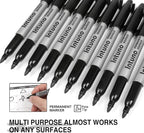 INTUNO Permanent Markers, 120 Count Black, Fine tip, Oil-Based Permanent Markers, Waterproof and Fade-Resistant, for Paper, Wood, Metal, Glass and More