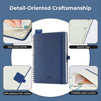 IN-LUXPRO Planner 2026 Daily Weekly and Monthly,8.5"x6.5",12 Months Spiral Bound Calendar Agenda with Self-adhesive Pen Holder,2026 Appointment Book with Vegan Leather Soft Cover,Blue