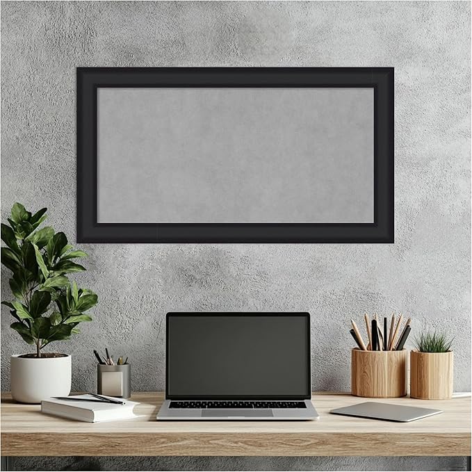 Amanti Art Black Framed Magnetic Board 15x27 Small Vision Board for use with Magnets, 100% Metal Sheet to Display Items as Office Decor or for Home Organization in mudroom, Kitchen or Kids Room