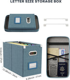 Oterri File Organizer with Lid, Hanging Filing Box with Mesh Pocket, Document Organizer for Letter Files, Portable Storage Box with Smooth Sliding Rail for Office&Home (2 PCS, Dark-blue)