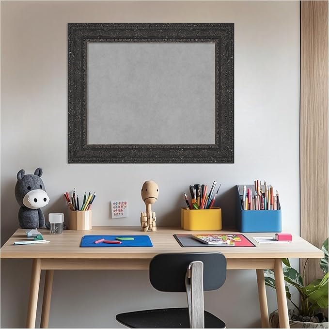 Amanti Art Black Framed Magnetic Board 21x25 Small Vision Board for use with Magnets, 100% Metal Sheet to Display Items as Office Decor or for Home Organization in mudroom, Kitchen or Kids Room