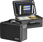 ENGPOW Fireproof Money Box, Small Hard Case Fireproof Box with Fireproof Zipper ＆ Lock, 6400°F Heat Insulated Fireproof Water Resistant Safe Box for Cash, A5 Document, Passport and More, Black