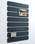 Fluxynara Cork Board Alternative Felt Strip Board 8-Pack 13"x2", Office Pin Board with 50 Push Pins, Adhesive Install for Bedroom Door & Home Office(Deep Charcoal Blue)