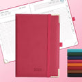 IN-luxpro Daily Planner 2026 with One Page Per Day,(A5-8.5" x 5.9"),12 Months Calendar Hourly Appointment Book Monthly Tabs & Self-adhesive Pen Holder,Inner Pocket, Vegan Leather Hardback,Rose Red