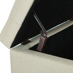 Decent Home 24" Storage Ottoman, Fabric Ottoman Foot Rest Stool with Hinged Lid, Tufted Rectangle Upholstered Footstool, Load Up to 350 lb, for Living Room, Bedroom, Dorm, Tan