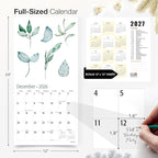 RED EMBER Botanicals 2026 Wall Calendar 12 Month | 12" x 24" Open | Thick & Sturdy Paper | Holiday Gift | Art Nature Calendar 2026