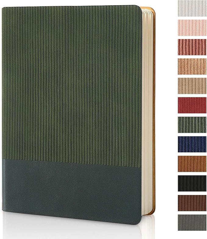 TSFPapier Lined Journal Notebook for Work College Ruled Note Book 5.79"x8.27"A5 PU Leather Daily Journaling 216 Pages for Women Men Writing Home School Supplies Business (Dark Green)