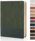 TSFPapier Lined Journal Notebook for Work College Ruled Note Book 5.79"x8.27"A5 PU Leather Daily Journaling 216 Pages for Women Men Writing Home School Supplies Business (Dark Green)
