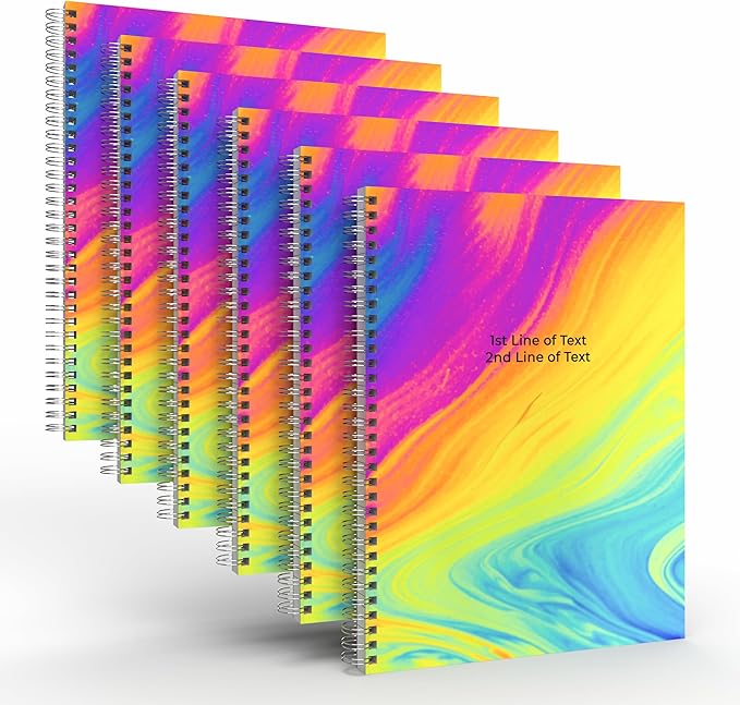 Custom Spiral Notebook Journals with a Rainbow Design 3 Colored Cover - 6 Pack of 8.5" x 11" – College Ruled, Hard Cover, 50 Sheets Per Book – For Journaling, Office, School Supplies, etc.