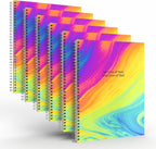 Custom Spiral Notebook Journals with a Rainbow Design 3 Colored Cover - 6 Pack of 8.5" x 11" – College Ruled, Hard Cover, 50 Sheets Per Book – For Journaling, Office, School Supplies, etc.