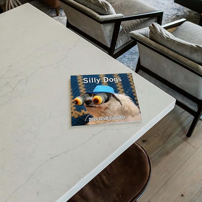 2026 Silly Dogs Monthly Wall Calendar | Funny Dogs Calendar September 2025 - December 2026