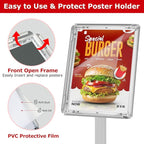 VAIIGO 3 Pack Heavy Duty Standing Sign Holder 8.5x11 Inch - Pedestal Floor Sign Stand with Weighted Base - Vertical & Horizontal Poster/Menu Display Stands for Indoor/Outdoor Advertising, Silver