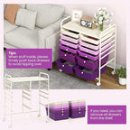 Giantex 12 Drawers Rolling Storage Cart, Classroom Organizers with Wheels for Tools Scrapbook Craft Paper Teacher Office School Supplies (Purple Gradient)