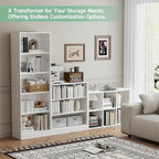 IRONMIX Metal 6 Cube Storage Organizer with 2 Storage Basket, White Short Bookshelf with Storage, 2-Tier Horizontal Bookshelf Cube Shelf for Home Office, Library, Classroom (White, 1037 with Basket)