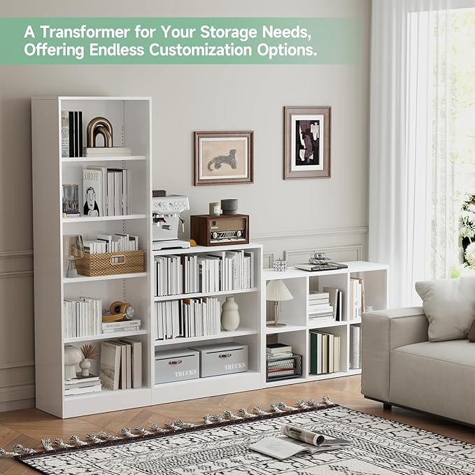 IRONMIX Metal 6 Cube Storage Organizer with 2 Storage Basket, White Short Bookshelf with Storage, 2-Tier Horizontal Bookshelf Cube Shelf for Home Office, Library, Classroom (White, 1037 with Basket)