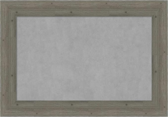 Amanti Art Grey Framed Magnetic Board 27x39 Large Vision Board for use with Magnets, 100% Metal Sheet to Display Items as Office Decor or for Home Organization in mudroom, Kitchen or Kids Room