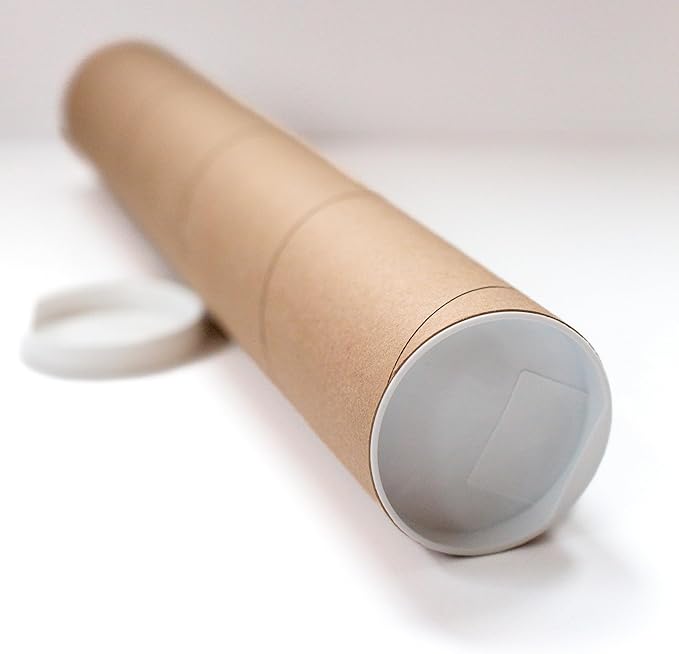 Packhorse Supply 4-pack Kraft Mailing Tubes with Caps | 3-inch x 18-inch Usable (19" total length) | Heavy-Duty Cardboard Poster Tubes for Shipping and Storage of Documents and Art
