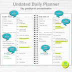 Daily Planner Undated, Asten To Do List Notebook Hourly Schedules Spiral Appointment Planner for Men and Women,PVC Hardcover,Elastic Closure, Inner Pocket 8.3" x 5.8" (Gray)