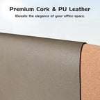Aothia Dual-Sided Desk Pad - Leather Desk Mat, Natural Cork Desk Pad Protector, Large Mouse Pad for Desk, Waterproof Desk Blotter Pad, Desk Writing Pad for Office Work/Home, Coffee (35.4" x 15.7")