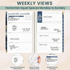 bloom daily planners HARDCOVER 2026 Planner (January to December) - A5 Task Goal Organizer - Monthly & Weekly Inspirational Agenda Book - 5.5" x 8.25" - Midnight Sky