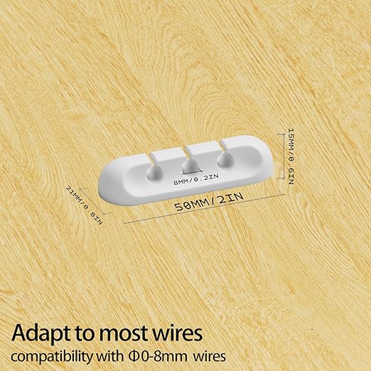 Apromisith USB Cable Organizer Clips Cord Holder,12 Packs (3-Slots) White Self Adhesive Desk Cord Cable Management