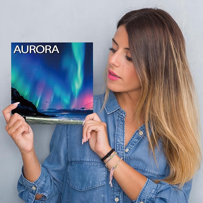 2026 Wall Calendar, Aurora Wall calendar 2026, 12" x 24" Opened, Thick Glossy Paper, Home and Office Organizer