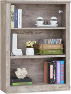 RWYHG 43" Grey Tall Bookshelf Set of 2,3-Tier Thick Wooden Book Shelf with Adjustable Shelves,Free Standing Farmhouse Bookcase with Open Display Storage,Floor Vintage Bookshelves for Living Room