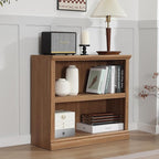 blini 2-Shelf Bookcase Wooden Bookshelves 33in Wide Floor Standing Display Storage Shelves Vintage Oak Bookcase for Home Office, Living Room, Bed Room