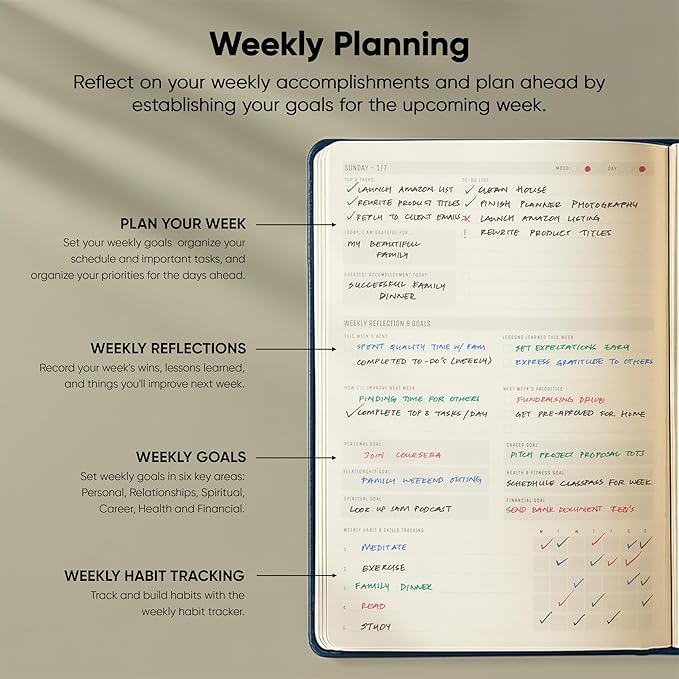 Dated, 2026 Planner, 5.8” x 8.3” - The #1 Productivity Planner to Achieve Your 2026 Goals - Planner 2026-2027 by PRODUCTIVITY STORE (A5, NAVY BLUE)