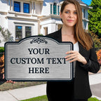 Custom Decorative Sign, Personalized Metal Sign for Business, Driveway, Home, Airbnb, Office Door Plaque, Brushed Nickel Sign, 12x18 Inches, ACM, Fade Resistant, Made in USA by Sigo Signs