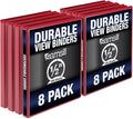 Samsill Durable .5 Inch Binder, Made in the USA, Round Ring Customizable Clear View Binder, Red, 8 Pack (MP88413)