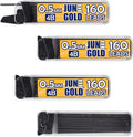 June Gold 640 Pieces, 0.5 mm 4B Lead Refills, 160 Pieces Per Dispenser, Fine Thickness, Break Resistant Lead/Graphite (Pack of 4 Dispensers)
