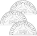 Zonon 3 Pcs 4 Inch Clear Plastic Protractor Bulk Math Protractors Set 180 Degrees Geometry Drafting Tools for Classroom Industry Office Back to School Supplies