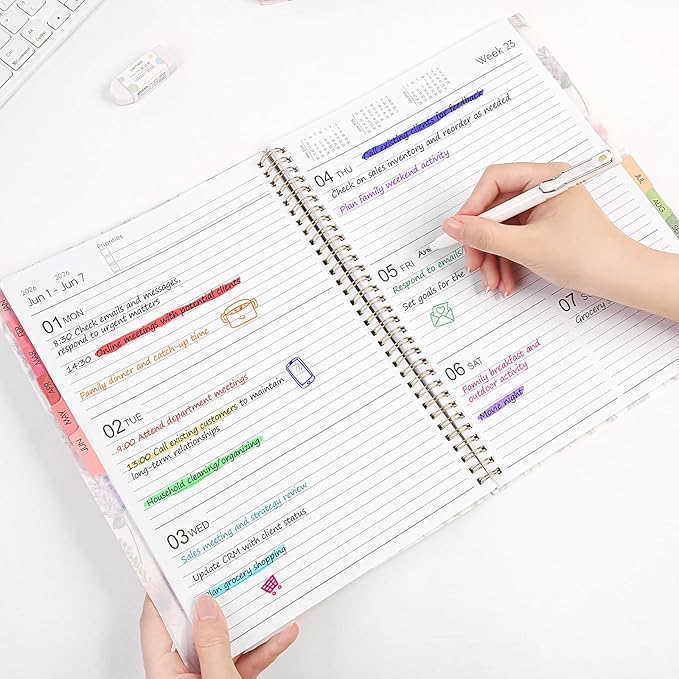 2026 Planner, Weekly and Monthly Planner, January 2026 - December 2026, 8.5" x 11" Agenda Planner with Monthly Tabs, Goal Setting & Time Management Organizer for Women & Men