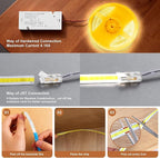 CUBITOR Under Cabinet Led Light Strip kit,2 Roll x 16.4ft Cuttable 3000K COB,Diffused Power with 8 JST & 2 Hardwired Outlets,Touch Sensor for Gun Safe Case,Book Shelf,Floating Shelf,Slat Wall Panel