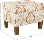 Spatial Order Square Ottoman - Burnt Orange and Cream Medallion