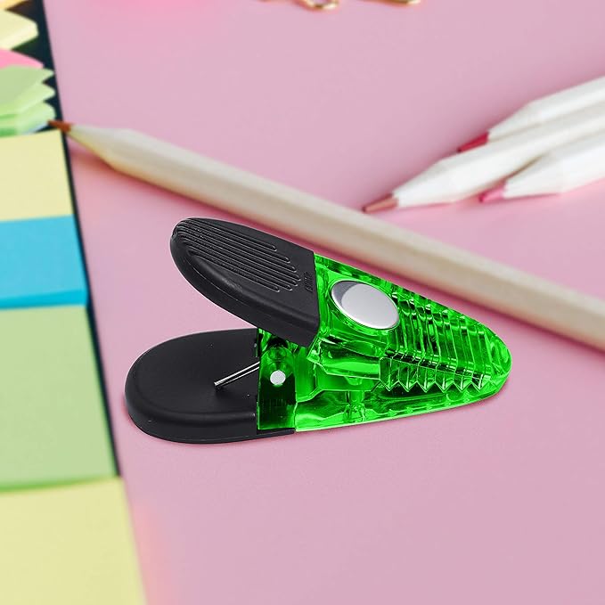 50 Magnetic Memo Holders Set - Customizable Text, Logo - Large Clip, Plastic - TGreen