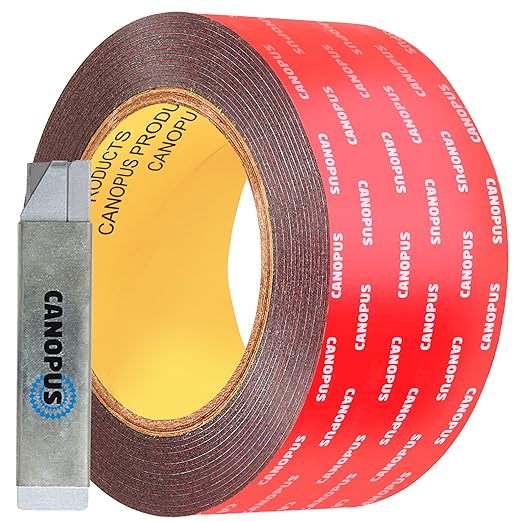 CANOPUS Double Sided Tape, 5952 Heavy Duty Mounting Tape, Strong Bond & Weatherproof Seal Strip for Automotive Mounting, Picture and Photo Frame, Poster, Craft, 2 in x 15 ft, Black, Made in USA
