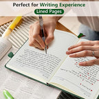 PERCUN Lined Journal Notebook for Men & Women, 160 Pages College Ruled Journal for Writing, A5 Hardcover Leather Notebooks for Work, School, Business, Travel, Daily Diary 5.9" x 8.5" (Green)