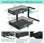 Beleeb Under Sink Organizer, Extra-Wide Upgrade, 2-Pack of 2-Tier Metal Slide Out Cabinet Organizer, Height Adjustable Organization and Storage Series, Bathroom/Cabinet/Kitchen organization, Black