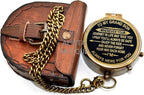Vintage Brass Pocket Compass Gift for Grandson “to My Grandson” Engraved Compass with Leather Case & Chain | Meaningful Keepsake for Grandson | Birthday Gift | Graduation Day Gifts
