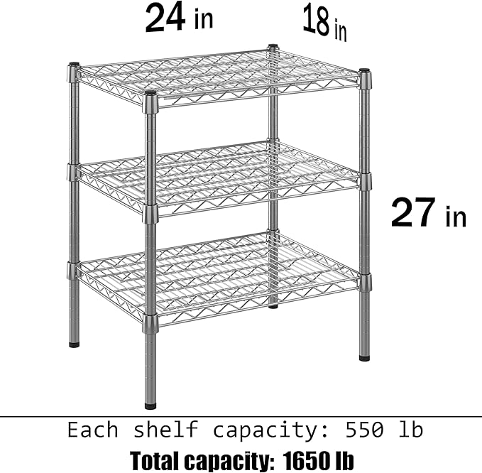 Regal Altair 18" Deep x 24" Wide x 27" Height Wire Shelving Kit | 3-Tier | NSF Commercial Storage Rack Unit