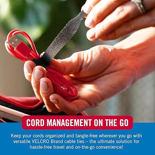 Velcro Brand Reusable Cable Ties – Valentines Day Gifts for Men, 100 Pack 6 Inch Cable Management Ties, Cord Wraps for Electrical Cords, Black