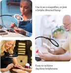Brightech LightView Pro Flex 2 in 1 Magnifying Desk Lamp, 1.75x Light Magnifier, Adjustable Magnifying Glass with Light for Crafts, Reading, Close Work