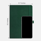 RETTACY Bullet Dotted Journal Notebook, 320 Numbered Pages, A5 Medium Size (5.7'' × 8.3''), Leather Hardcover, 100 GSM Thick Paper, for Bullet Journaling, Planning, Tracking (Dark Green)