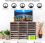 PAG Mail Sorter, Wood Literature Organizer, Student Mailbox for Classroom, Desktop Bill Paper Organizer for Office Home School, 27 Compartments, Retro White