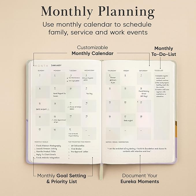 Mantra Planner 2026 Planner, Daily Journal & Gratitude Journal All-In-One with To Do List, Self Care Prompts & Habit Tracker - 7 x 10 - Evening
